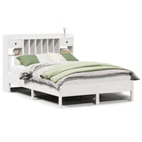 Bookcase Bed without Mattress White 135x190 cm Double Solid Wood Pine 3322925