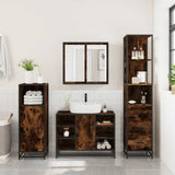 3 Piece Bathroom Furniture Set Smoked Oak Engineered Wood 3301152