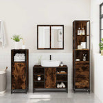 ZNTS 3 Piece Bathroom Furniture Set Smoked Oak Engineered Wood 3301152