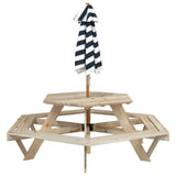 Picnic Table for 6 Kids with Umbrella Hexagon Solid Wood Fir 3281626