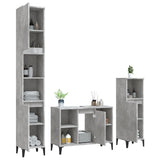 ZNTS 3 Piece Bathroom Furniture Set Concrete Grey Engineered Wood 3185625