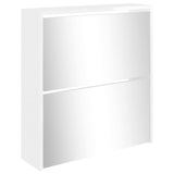 Shoe Cabinet with Mirror 2-Layer High Gloss White 63x17x67 cm 342631