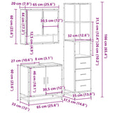 ZNTS 3 Piece Bathroom Furniture Set Grey Sonoma Engineered Wood 3301158