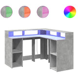 Desk with LED Lights Concrete Grey 130x130x91 cm Engineered Wood 3309450