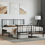 ZNTS Metal Bed Frame without Mattress with Footboard Black 120x200cm 352496