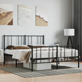ZNTS Metal Bed Frame without Mattress with Footboard Black 120x200cm 352496