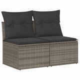 2 Piece Garden Sofa Set with Cushions Light Grey Poly Rattan Acacia 3325248