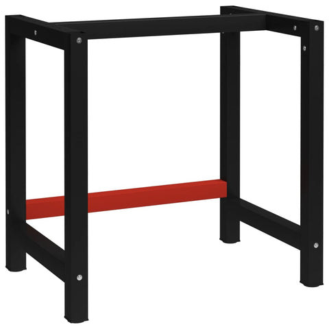 ZNTS Work Bench Frame Metal 80x57x79 cm Black and Red 147927