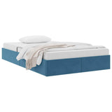Storage Bed with Mattress Dark Blue 120 x 200 cm Velvet 3370092