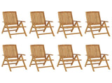 Reclining Garden Chairs 8 pcs Solid Wood Teak 3154925