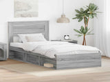 Bed Frame with Storage Grey Sonoma 90 x 190 cm Solid Pine Wood 3409804