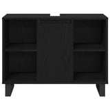 Bathroom Furniture Set with Storage 3 pcs Black Engineered wood 3378512
