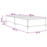 Bed Frame Grey Sonoma 80 x 200 cm Engineered Wood 8009122