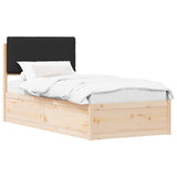 Bed Frame with Upholstered Headboard Black 90 x 200 cm 877586