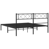 Metal Bed Frame without Mattress with Headboard Black 140x200cm 372278