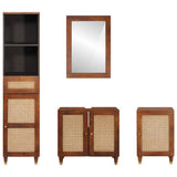 Bathroom Cabinet 4 pcs Brown and Black Solid Mango Wood 3310173