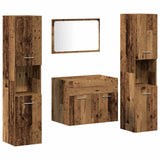 Bathroom Furniture Set with Door 4 pcs Old Wood Engineered Wood 3332511