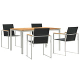 Garden Dining Set 5 pcs Solid Teak Wood and Stainless Steel 3334831