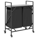 Laundry Basket 2 Compartments with Wheels Grey Sonoma 859098