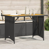Garden Table with Wooden Top Black 110x68x70 cm Poly Rattan 366355