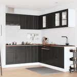 ZNTS 11 Piece Kitchen Cabinet Set Porto Black Engineered Wood 3314932