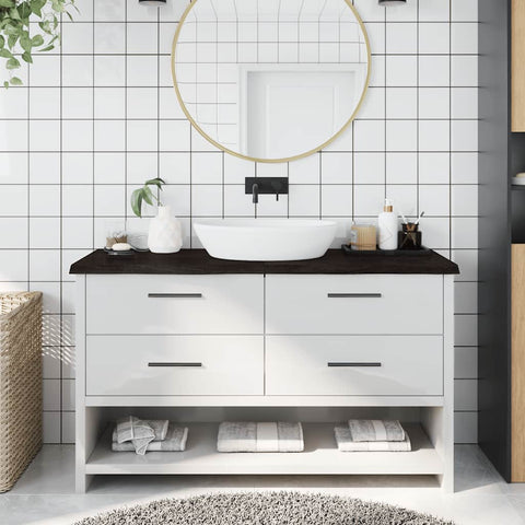 Bathroom Countertop Dark Brown 140x40x cm Treated Solid Wood 3156243