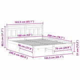 Bed Frame Brown 160 x 200 cm Solid Pine Wood 872367