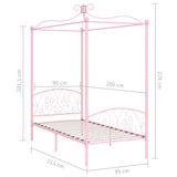 284486 Canopy Bed Frame without Mattress Pink Metal 90x200 cm