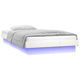 LED Bed Frame without Mattress White Small Single Solid Wood 819998