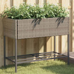 ZNTS Garden Planter with Shelf Grey Poly Rattan 366386