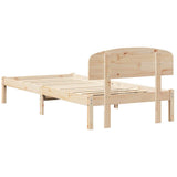 Bed Frame with Headboard Natural 90 x 200 cm Solid Pine Wood 872080
