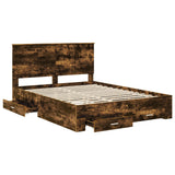 Bed Frame with Drawer Smoked Oak 150 x 200 cm Engineered Wood 3411293