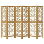 Room Divider 6 Panels Brown Solid Wood Paulownia 358873