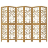 Room Divider 6 Panels Brown Solid Wood Paulownia 358873