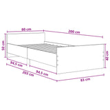 Bed Frame with Headboard Black Oak 80 x 200 cm Engineered Wood 8009033