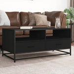 ZNTS Coffee Table Black 100x50x45 cm Engineered Wood and Metal 848784