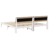 Bed frame White and light grey 200 x 200 cm Solid pine wood 3394342