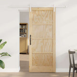 Sliding Door Brown 83 x 202 cm Solid Pine Wood 3333224