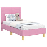 Toddler Bed Frame with Headboard Pink 70 x 140 cm Fabric 42010982
