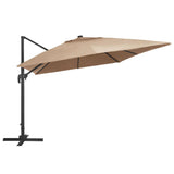 Cantilever Garden Parasol with LED Lights and Aluminium Pole 400x300 cm Taupe 47007