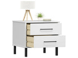 Bedside Cabinet with Metal Legs White Solid Wood Pine OSLO 350975
