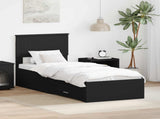 Bed Frame Black and Silver 75 x 190 cm Engineered Wood 3410959