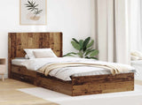 Bed Frame with Storage and Headboard Old Wood 100 x 200 cm 3414147