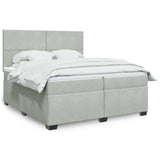 Box Spring Bed with Mattress Light Grey 200x200 cm Velvet 3290996