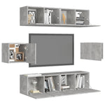 6 Piece TV Cabinet Set Concrete Grey Engineered Wood 3079102