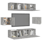 6 Piece TV Cabinet Set Concrete Grey Engineered Wood 3079102