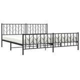 Metal Bed Frame without Mattress with Footboard Black 200x200cm 374462