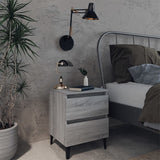 Bed Cabinet with Metal Legs Grey Sonoma 40x35x50 cm 813130