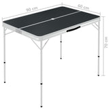Folding Camping Table with 2 Benches Aluminium Grey 48183