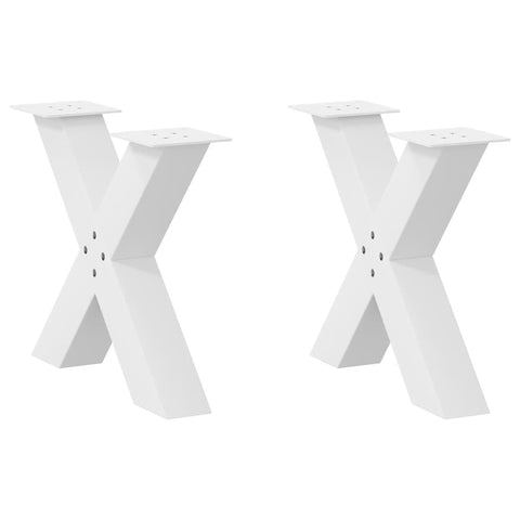 ZNTS Coffee Table Legs X-Shaped 2 pcs White 60x cm Steel 4012961